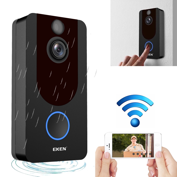 EKEN V7 Standard Edition 1080P Full HD Weather Resistant WiFi Security Home Monitor Intercom Smart Phone Video Doorbell without Dingdong Machine, Support Two-way Audio, Night Vision  |  Video Door Phones Security & Surveillance Video Door Phones