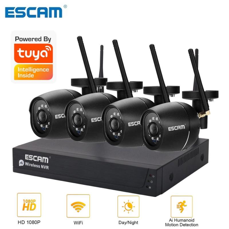 ESCAM Camera NVR Kit 1080P 2MP IP Camera System Wireless Security Camera 4CH NVR Outdoor CCTV Video Surveillance Camera Set  |  DVR Systems & Cards Security & Surveillance DVR Systems & Cards