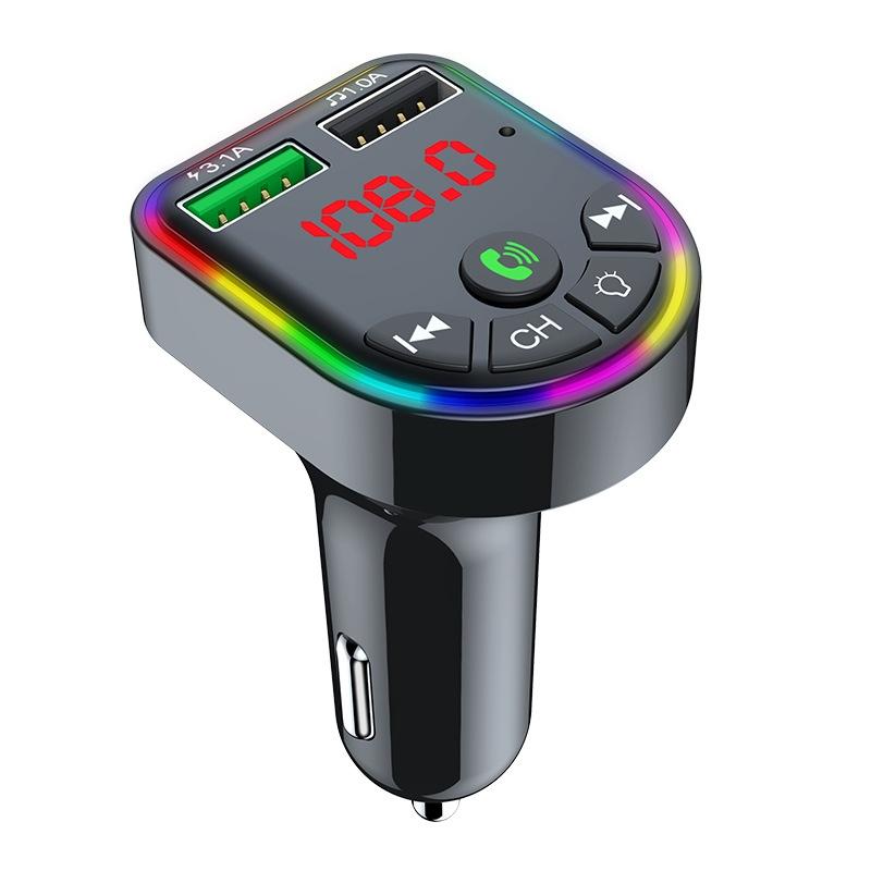 F5 Car FM Transmitter Bluetooth Hands-Free MP3 Music Player Colorful Atmosphere Light  |  Bluetooth Car Kits Bluetooth Car Kits Bluetooth Car Kits