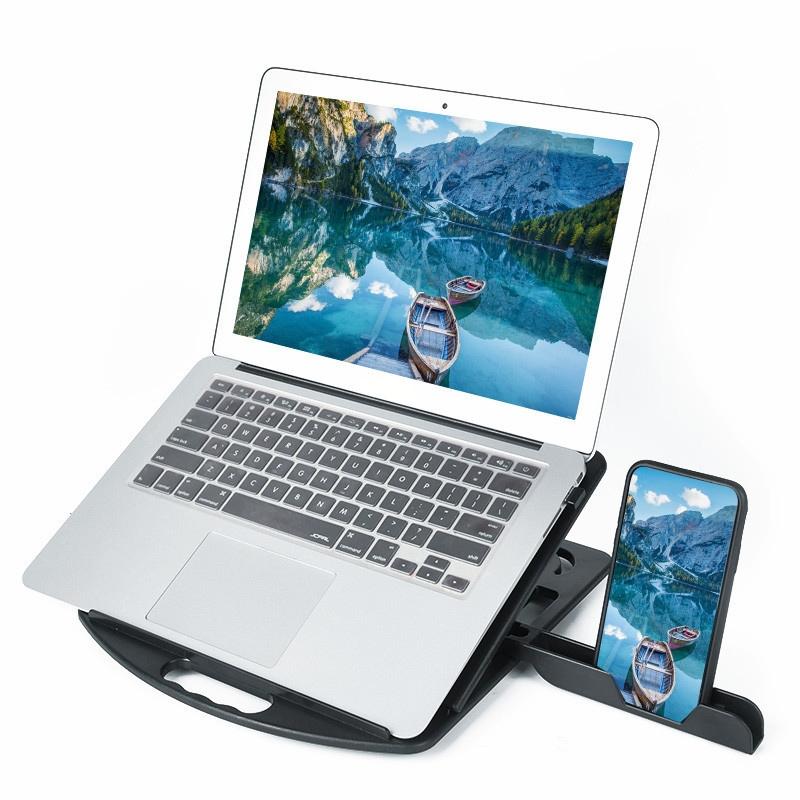 General-purpose Increased Heat Dissipation For Laptops Holder, Style: with Mobile Phone Holder (Black)  |  Laptop Stands Computer Accessories Laptop Stands