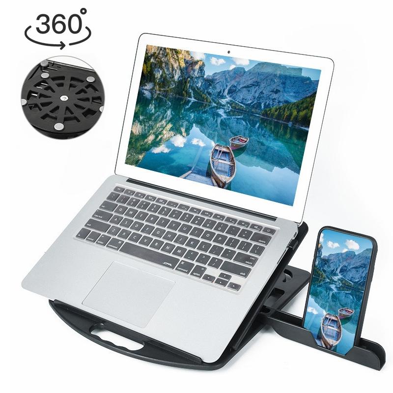 General-purpose Increased Heat Dissipation For Laptops Holder, Style: with Mobile Phone Holder with Rotation (Black)  |  Laptop Stands Computer Accessories Laptop Stands