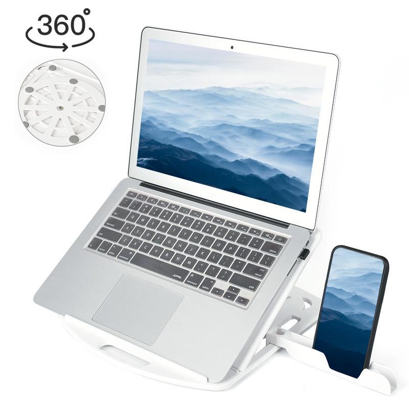 General-purpose Increased Heat Dissipation For Laptops Holder, Style: with Mobile Phone Holder with Rotation (White)  |  Laptop Stands Computer Accessories Laptop Stands