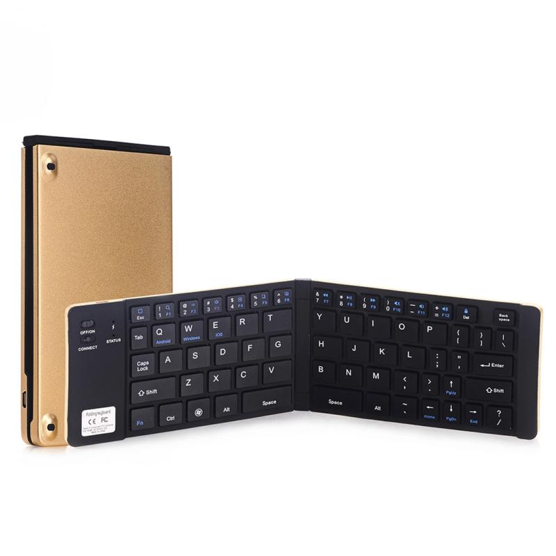 GK228 Ultra-thin Foldable Bluetooth V3.0 Keyboard, Built-in Holder, Support Android / iOS / Windows System (Gold)  |  Wireless Keyboards Computer Accessories Wireless Keyboards