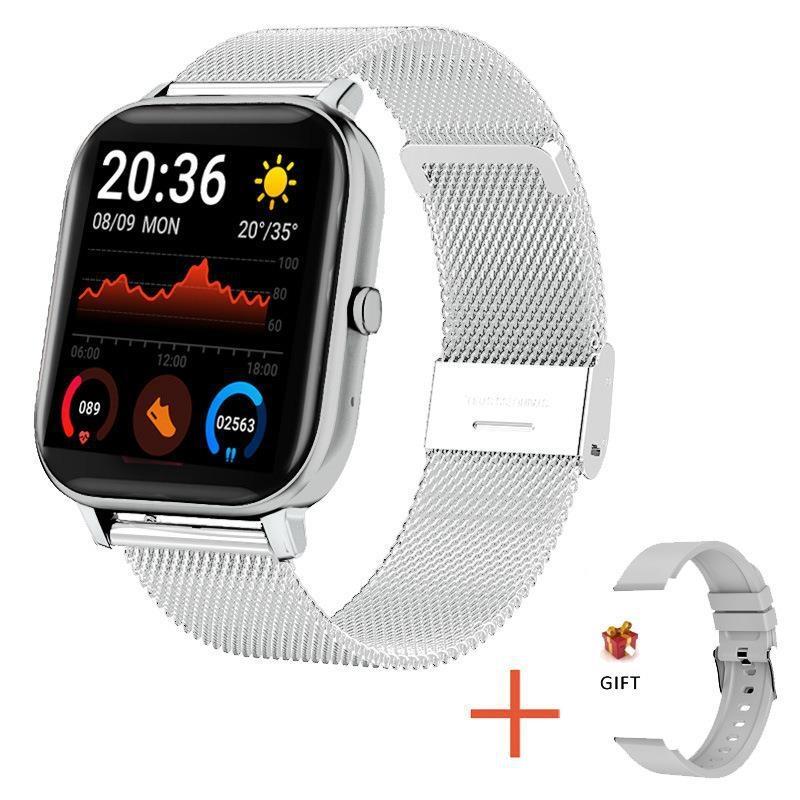 H10 1.69 inch Screen Bluetooth Call Smart Watch, Support Heart Rate/Blood Pressure/Sleep Monitoring, Color: Silver Net+Silicone  |  Smart Bracelets Smart Bracelets Smart Bracelets