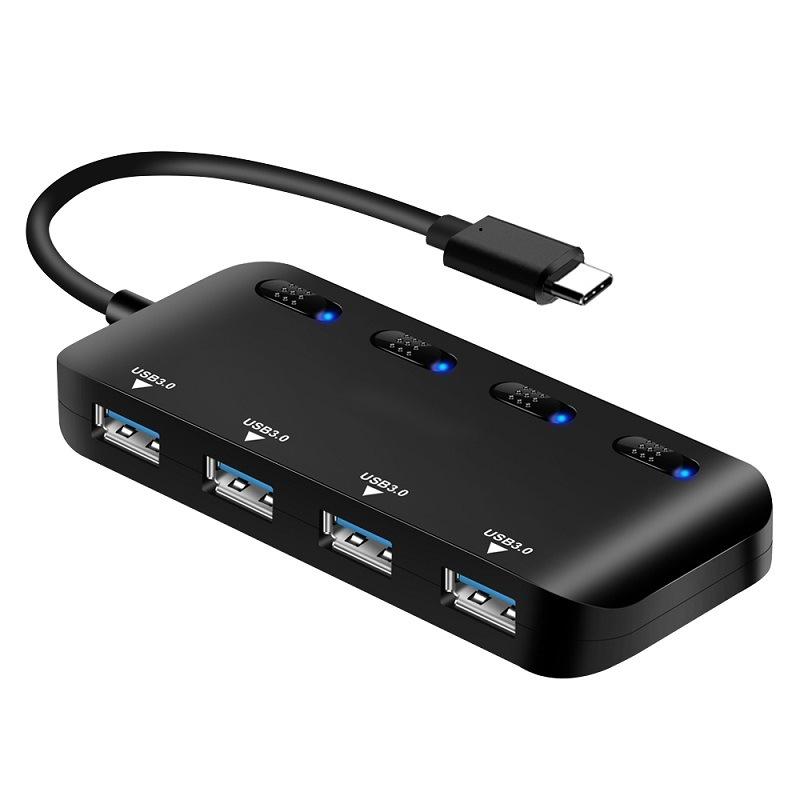 High Speed 4 x USB 3.0 to USB-C / Type-C HUB with Switch (Black)  |  USB Hubs Computer Accessories USB Hubs