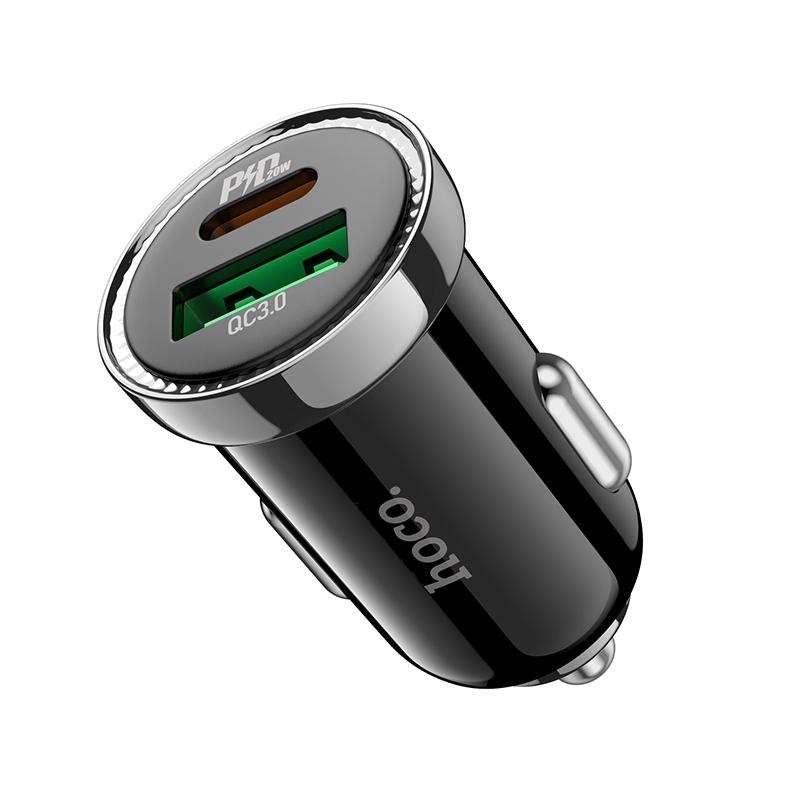 hoco Z44 Leading PD 20W USB-C / Type-C + QC 3.0 USB Car Charger (Black)  |  Car Charger Car Charger Car Charger