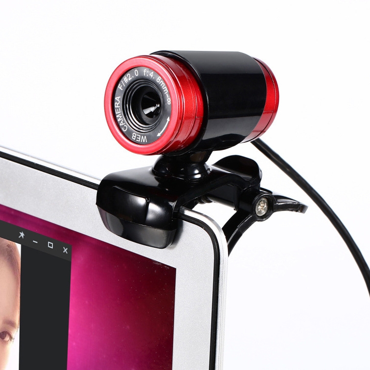 HXSJ A860 30fps 480P HD Webcam for Desktop / Laptop, with 10m Sound Absorbing Microphone, Length: 1.4m (Red + Black)  |  Webcams Computer Accessories Webcams