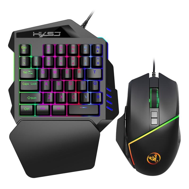 HXSJ A876 Adjustable DPI Wired Gaming Mouse + V100 Ergonomic One-handed Game Keyboard Combo  |  Mouse & Keyboard Computer Accessories Mouse & Keyboard