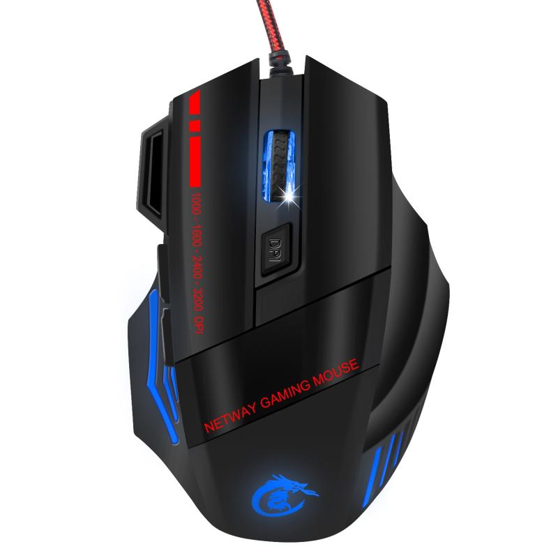 HXSJ A907 7 Keys Colorful Luminous 7D Wired Gaming Mouse (Black) – A907 Black  |  Wired Mice Computer Accessories Wired Mice