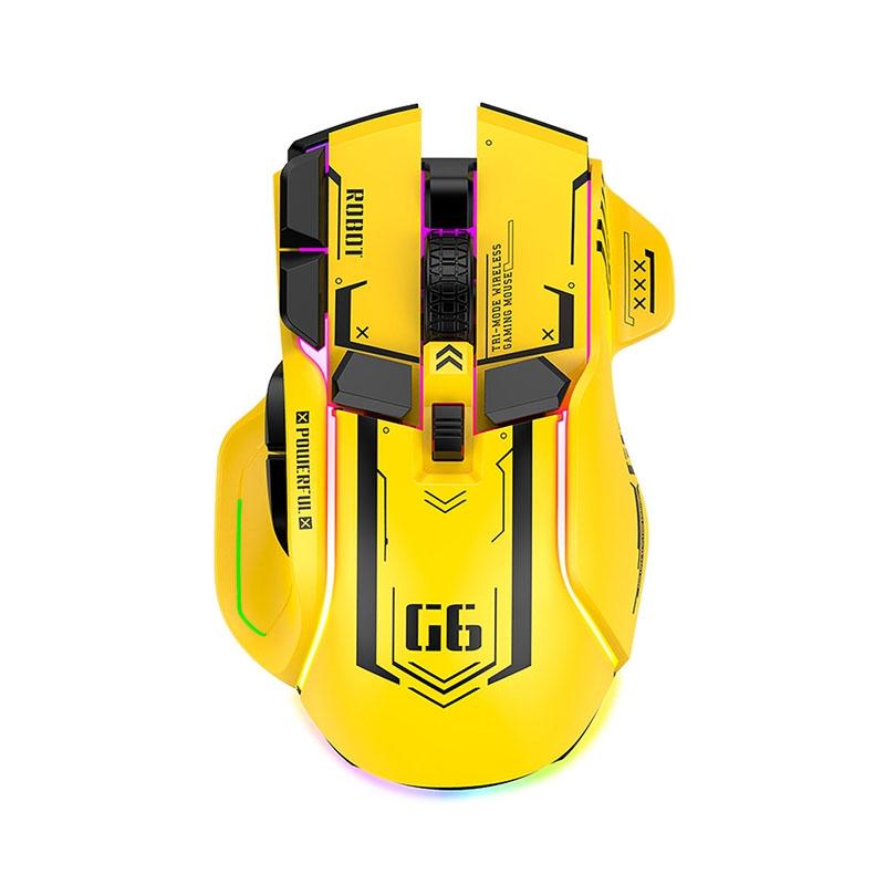 HXSJ G6 10 Keys RGB 12800DPI Tri-mode Wireless Gaming Mouse (Yellow)  |  Wireless Mice Computer Accessories Wireless Mice