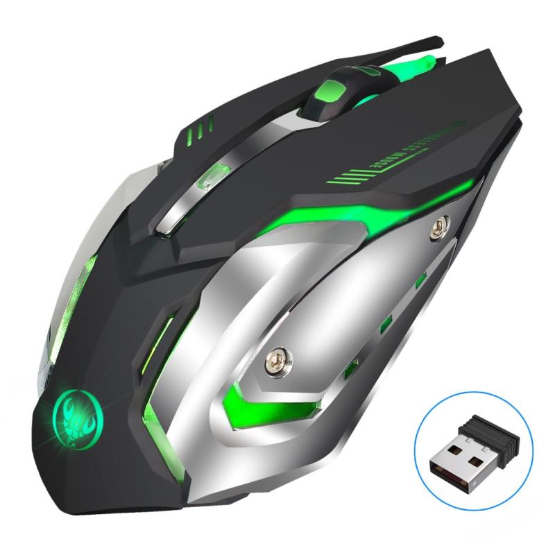 HXSJ M10 2.4GHz 6-keys USB Rechargeable Colorful Lighting Ergonomic 2400DPI Wireless Optical Gaming Mouse for Desktop Computers  |  Wireless Mice Computer Accessories Wireless Mice