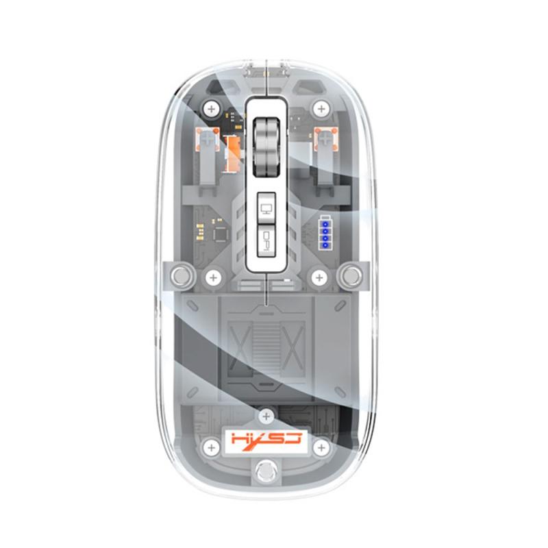 HXSJ T900 Transparent Magnet Three-mode Wireless Gaming Mouse (Grey)  |  Wireless Mice Computer Accessories Wireless Mice