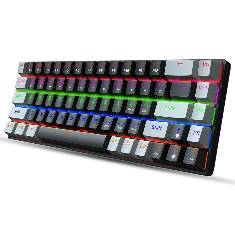 HXSJ V800 Wired Mechanical Keyboard 68 Keys RGB Gaming Keyboard with Detachable Type-C Cable ABS Keycap Black (Blue Switches) – Black  |  Mouse & Keyboard Computer Accessories Mouse & Keyboard