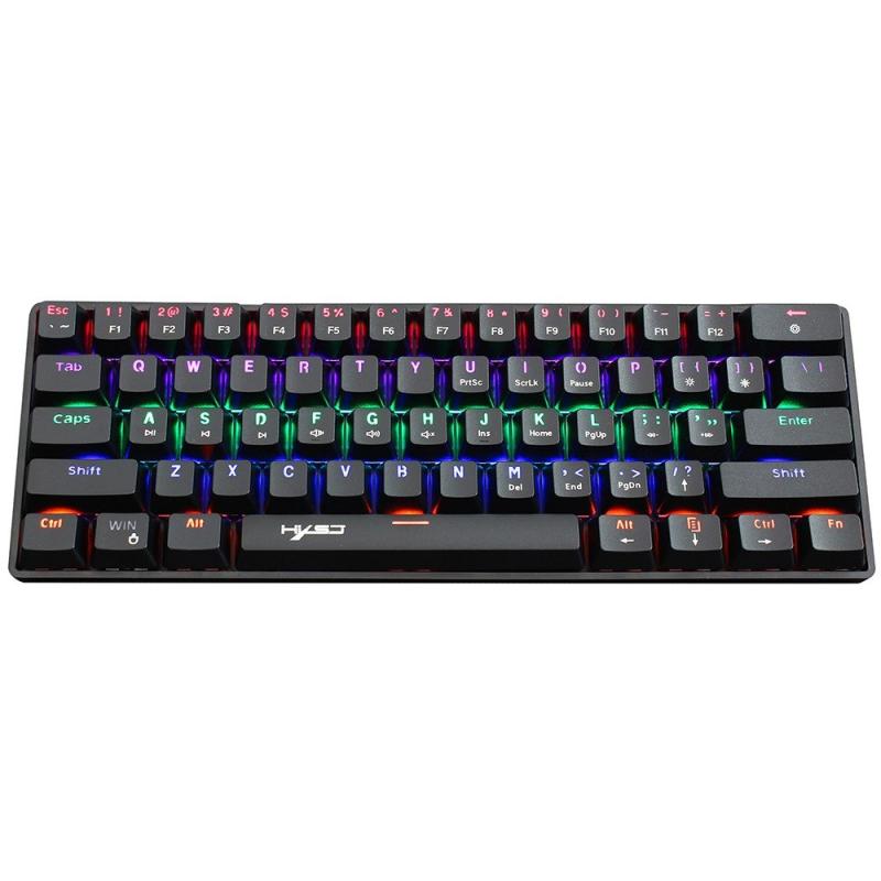 HXSJ V900 Wired 61-key Compact Mechanical Keyboard RGB Backlit Keyboard N-key Rollover Blue Switch Double Shot Keycaps, Black – Black  |  Mouse & Keyboard Computer Accessories Mouse & Keyboard