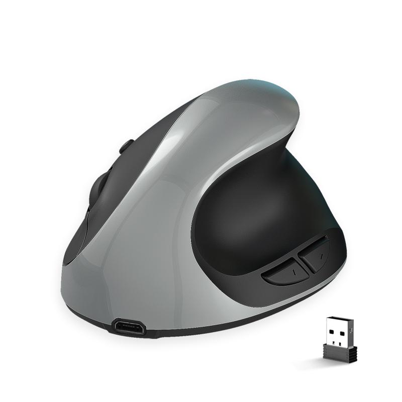 HXSJ X10 Ergonomic Rechargeable 2400DPI 2.4GHz Wireless Silent Vertical Mouse – Grey  |  Mouse & Keyboard Computer Accessories Mouse & Keyboard