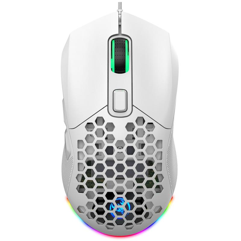 HXSJ X300 7200DPI RGB Backlight Interchangeable Back Cover Hole Gaming Wired Mouse (White) – X300 White  |  Wired Mice Computer Accessories Wired Mice