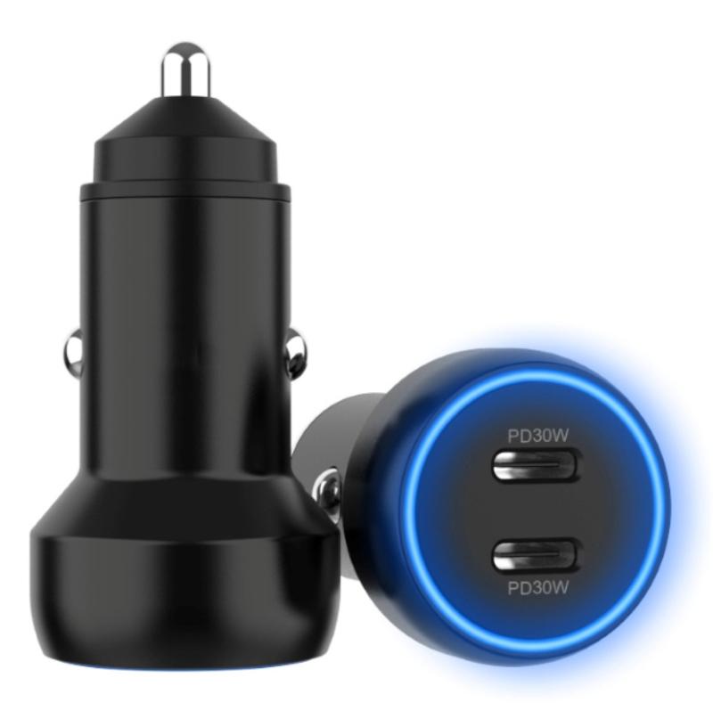 IBD352 Aluminum Alloy Dual Interface Car Charger, Spec: PD30W+PD30W  |  Car Charger Car Charger Car Charger