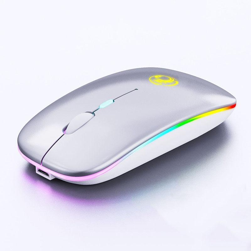 iMICE E-1300 4 Keys 1600DPI Luminous Wireless Silent Desktop Notebook Mini Mouse, Style: Dual-modes Luminous Edition (Silver)  |  Wireless Mice Computer Accessories Wireless Mice