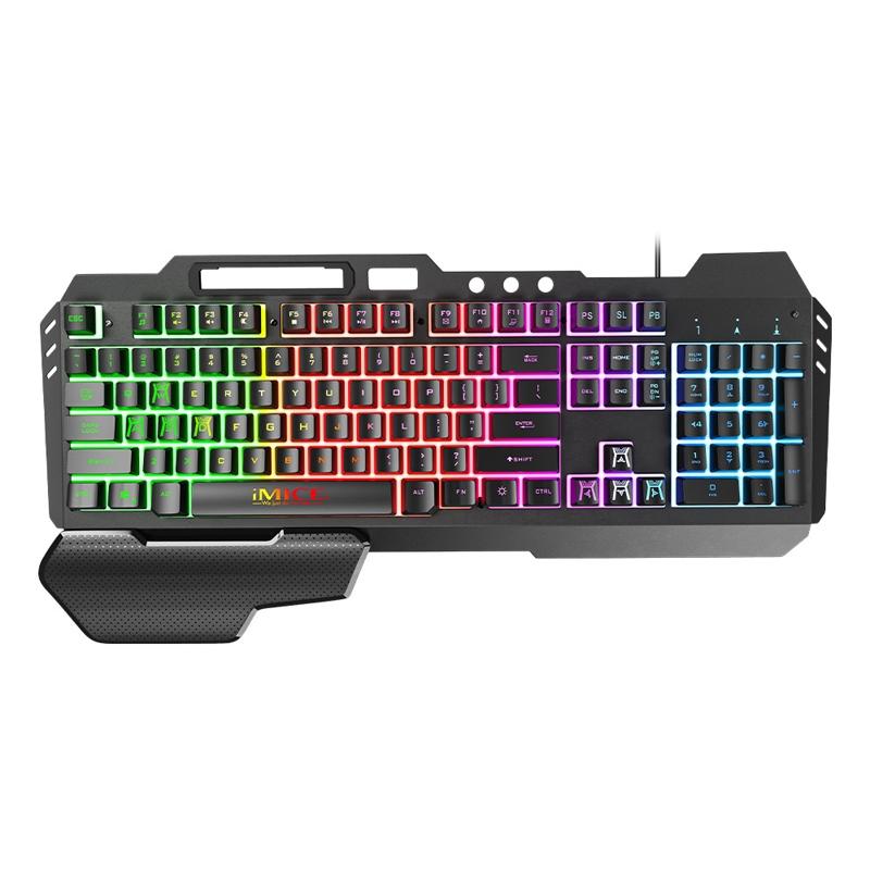 IMICE GK-700 104 Keys Metal Backlit Gaming Wired Suspended Illuminated Keyboard With Hand Rest, Cable Length: 1.5m (Black)  |  Wired Keyboards Computer Accessories Wired Keyboards