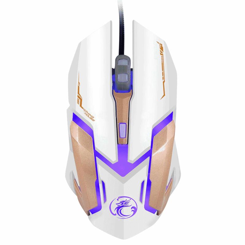 iMICE V6 LED Colorful Light USB 6 Buttons 3200 DPI Wired Optical Gaming Mouse for Computer PC Laptop (White)  |  Wired Mice Computer Accessories Wired Mice