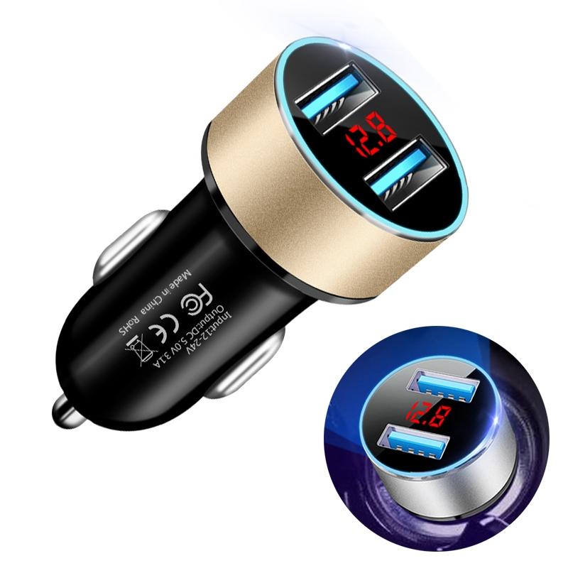 JMG-C016A 5V 3.1A Car Dual USB Charger with LED Display (Gold) – JMG-C016A (Gold)  |  Car Charger Car Charger Car Charger