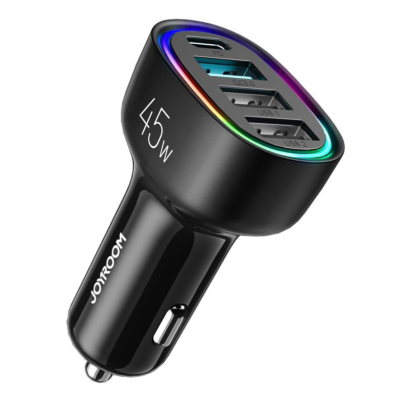 JOYROOM JR-CL09 45W PD+QC 3.0+Dual USB 4 Ports Fast Charging Car Charger (Black)  |  Car Charger Car Charger Car Charger