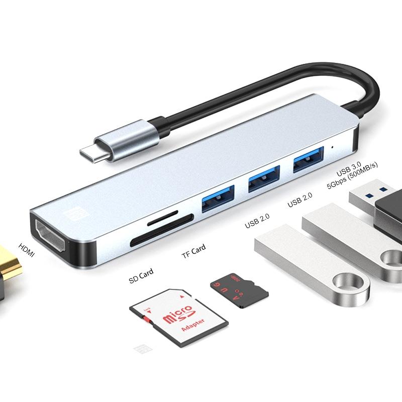 JUNSUNMAY 6 in 1 Type-C to 4K HDMI Docking Station Adapter USB-C Hub SD/TF Card Reader – JSM-HUB004  |  USB Hubs Computer Accessories USB Hubs