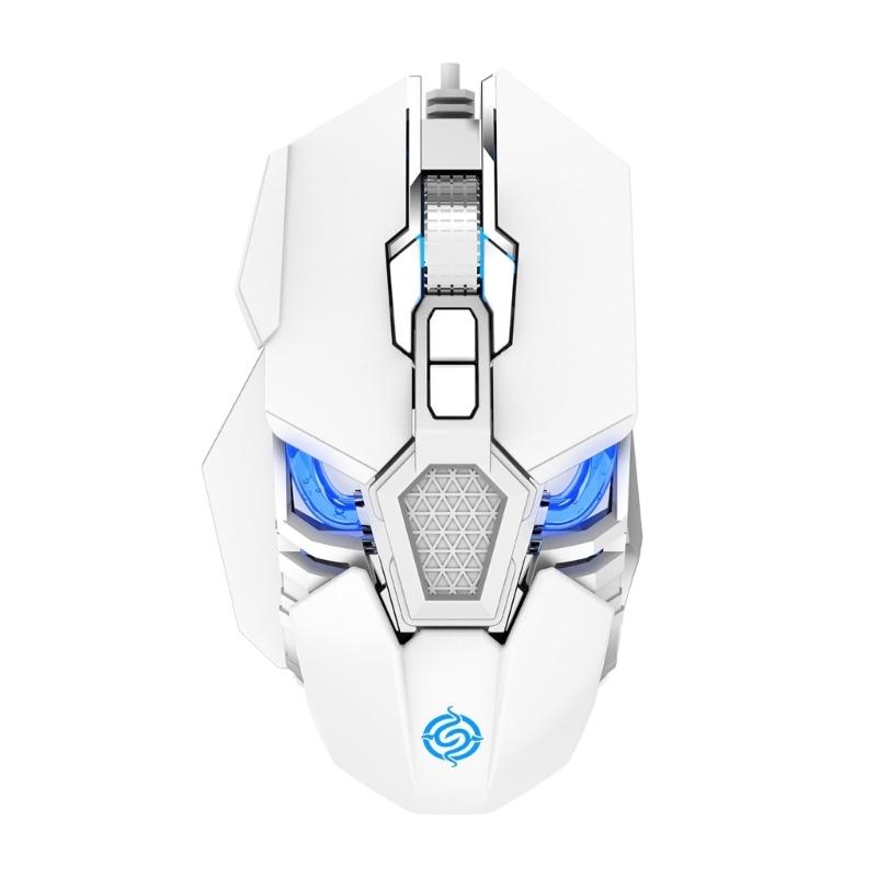 K-Snake Q18 9 Keys 6400DPI Glowing Machine Wired Gaming Mouse, Cable Length: 1.5m (White) – Q18 White  |  Wired Mice Computer Accessories Wired Mice