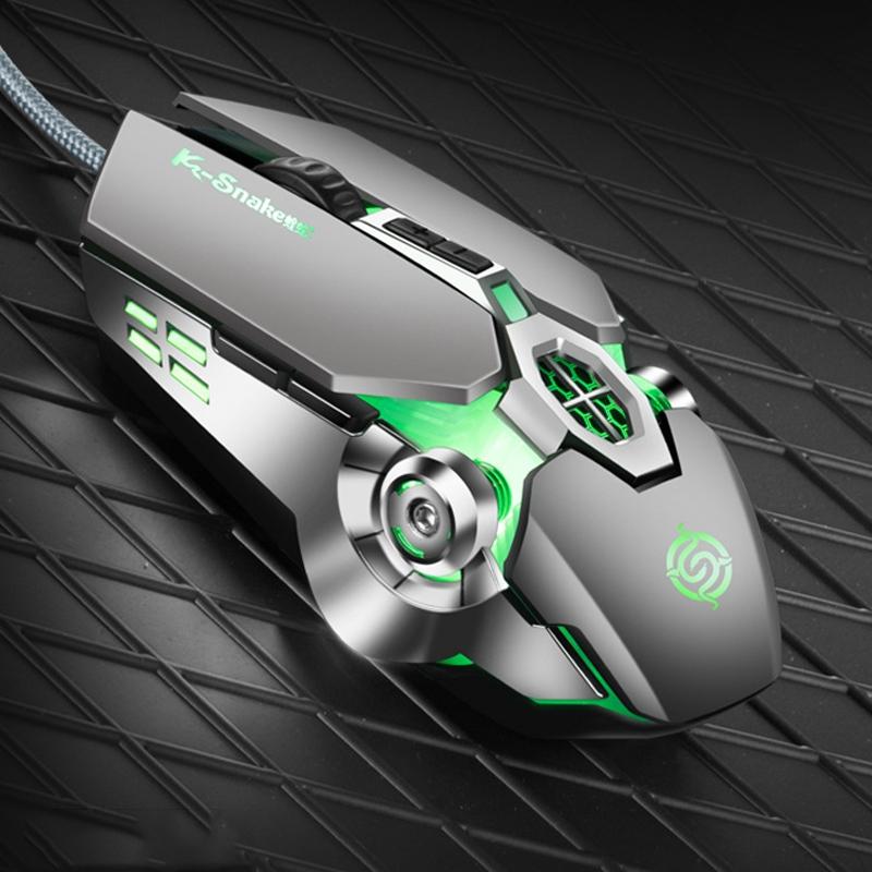 K-Snake Q7 Game Wired 7 Color Illuminated USB 4000 DPI Mechanical Mouse (Silver Gray) – Q7 Silver Gray  |  Wired Mice Computer Accessories Wired Mice