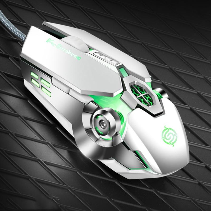 K-Snake Q7 Game Wired 7 Color Illuminated USB 4000 DPI Mechanical Mouse (White) – Q7 White  |  Wired Mice Computer Accessories Wired Mice