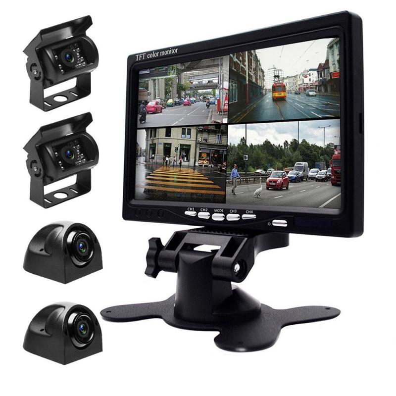 K0164 7 inch HD Car 18 IR Night Vision Rear View Backup Four Cameras Rearview Monitor  |  Rear View Cameras Car Electronics Rear View Cameras