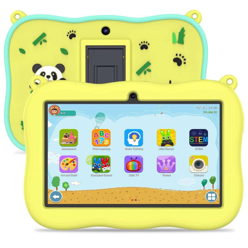 K7 Pro Panda 7 inch WiFi Kids Tablet PC, 2GB+32GB, Android 13 Allwinner A100 Quad Core CPU Support Google Play (Yellow)  |  Kid Tablet Computers Kid Tablet Computers Kid Tablet Computers