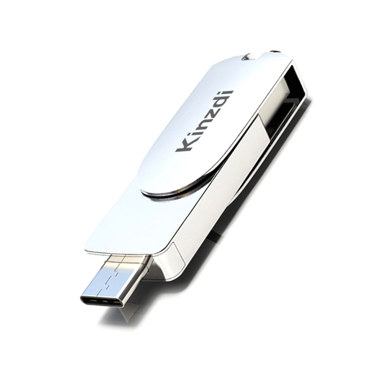 Kinzdi 32GB USB 3.0 + Type-C 3.0 Interface Metal Twister Flash Disk V11 (Silver) – 32GB (Silver)  |  USB Flash Memory Computer Accessories USB Flash Memory