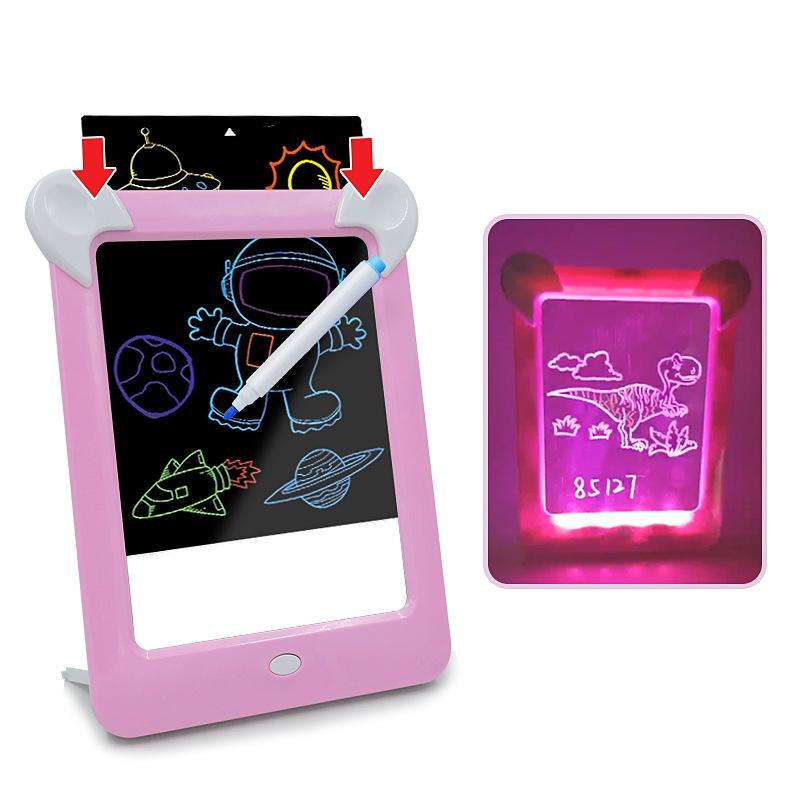 LED Luminous Drawing Board Electronic Fluorescent Writing Board Children Light Painting Message Board (Pink)  |  Digital Drawing Tablets Computer Accessories Digital Drawing Tablets