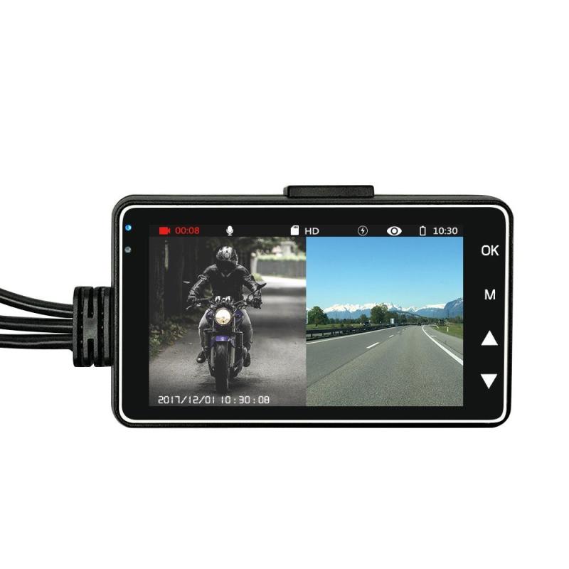 Locomotive Motorcycle Dual Camera Dash Cam DVR for Driving Safety with 3 Inch Screen, IP68 Waterproof, Loop Recording – Black  |  Car Accessories Car Accessories Car Accessories