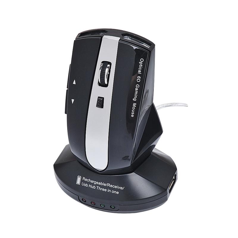 M-011G 2.4GHz 6 Keys Wireless Charging Mouse Office Game Mouse (Black)  |  Wireless Mice Computer Accessories Wireless Mice