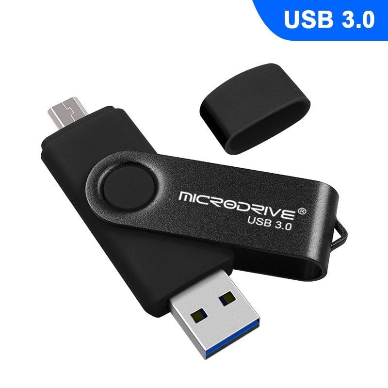 MicroDrive 16GB USB 3.0 Android Phone & Computer Dual-use Rotary Metal U Disk (Black)  |  USB Flash Memory Computer Accessories USB Flash Memory