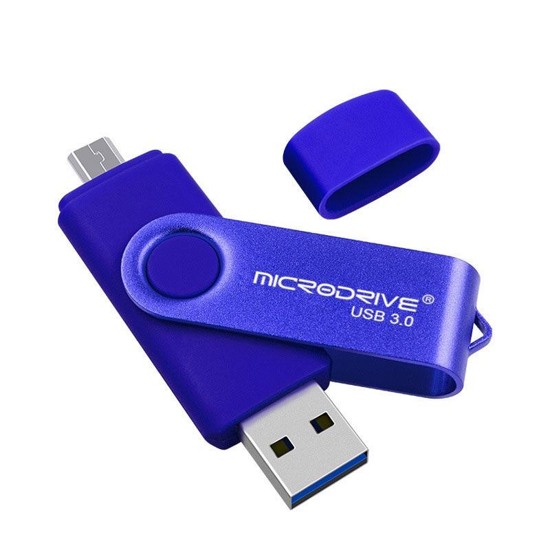 MicroDrive 16GB USB 3.0 Android Phone & Computer Dual-use Rotary Metal U Disk (Blue)  |  USB Flash Memory Computer Accessories USB Flash Memory