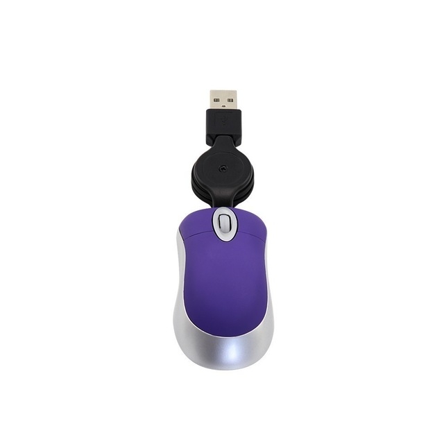 Mini Computer Mouse Retractable USB Cable Optical Ergonomic1600 DPI Portable Small Mice for Laptop (Purple)  |  Wired Mice Computer Accessories Wired Mice