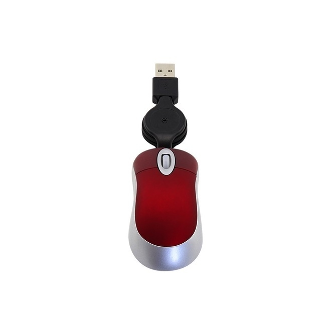 Mini Computer Mouse Retractable USB Cable Optical Ergonomic1600 DPI Portable Small Mice for Laptop (Red)  |  Wired Mice Computer Accessories Wired Mice