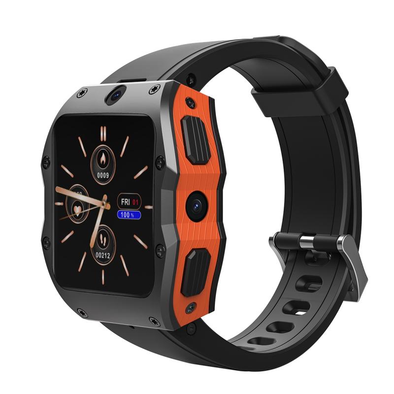 Model X 1.99 inch IP68 Waterproof Android 9.0 4G Dual Cameras Matte Smart Watch, Specification: 2GB+16GB (Black Orange) – 2G+16G  |  Smart Phone Watches Smart Phone Watches Smart Phone Watches