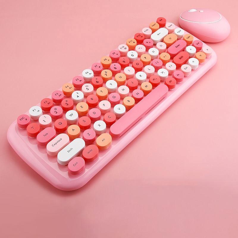 MOFii Candy Punk Keycap Mixed Color Wireless Keyboard and Mouse Set (Pink)  |  Wireless Keyboards Computer Accessories Wireless Keyboards