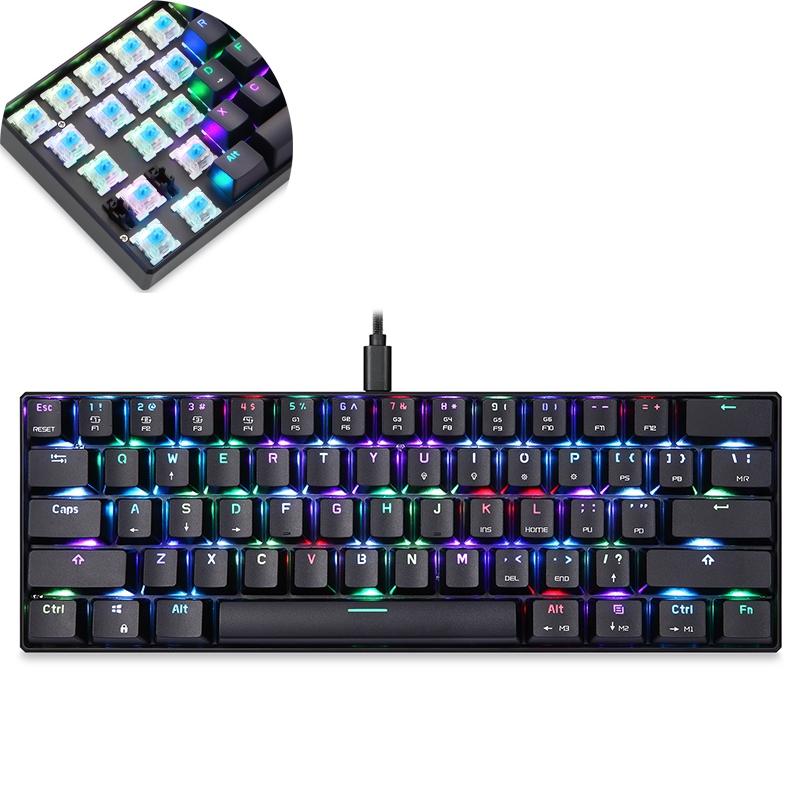 MOTOSPEED CK61 61 Keys Wired Mechanical Keyboard RGB Backlight with 14 Lighting Effects, Cable Length: 1.5m, Colour: Green Shaft  |  Wired Keyboards Computer Accessories Wired Keyboards