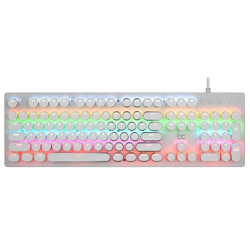 MSEZ HJK920-7 104-keys Electroplated Transparent Character Punk Keycap Colorful Backlit Wired Mechanical Gaming Keyboard, Support Autonomous Shaft Change (White) – HJK920-7 White  |  Wired Keyboards Computer Accessories Wired Keyboards