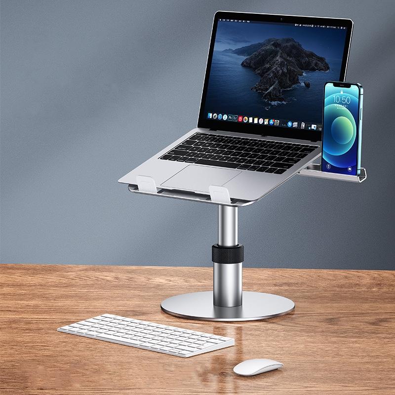 Oatsbasf 03597 Aluminum Alloy Notebook Heightening Bracket Notebook Computer Lifting Heat Dissipation Bracket Mobile Folding Table, Style: Deluxe Edition-Silver  |  Laptop Stands Computer Accessories Laptop Stands