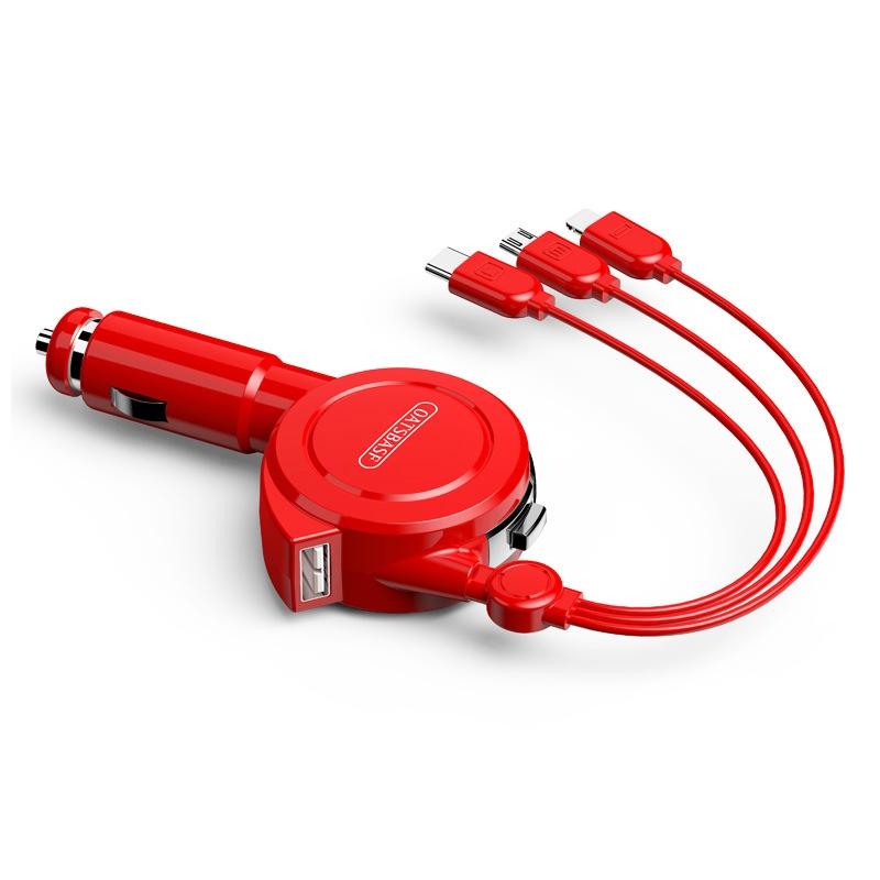 Oatsbasf 3 in 1 Multifunctional Car Charger Data Cable, Colour: 1M Red – 1M（Red）  |  Car Charger Car Charger Car Charger