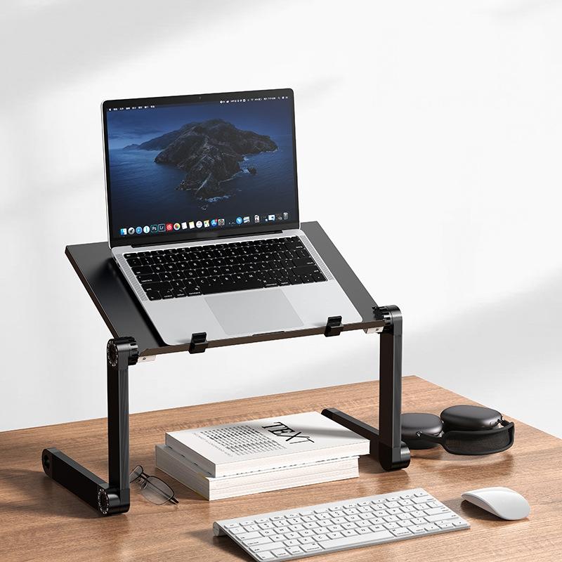 Oatsbasf Folding Computer Desk Laptop Stand Foldable Lifting Heightening Storage Portable Rack, Style: L02 Black  |  Laptop Stands Computer Accessories Laptop Stands