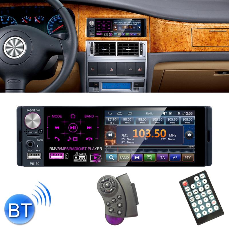 P5130 HD 1 Din 4.1 inch Car Radio Receiver MP5 Player, Support FM & AM & Bluetooth & TF Card, with Steering Wheel Remote Control  |  Car MP4 MP5 Players Car Electronics Car MP4 MP5 Players