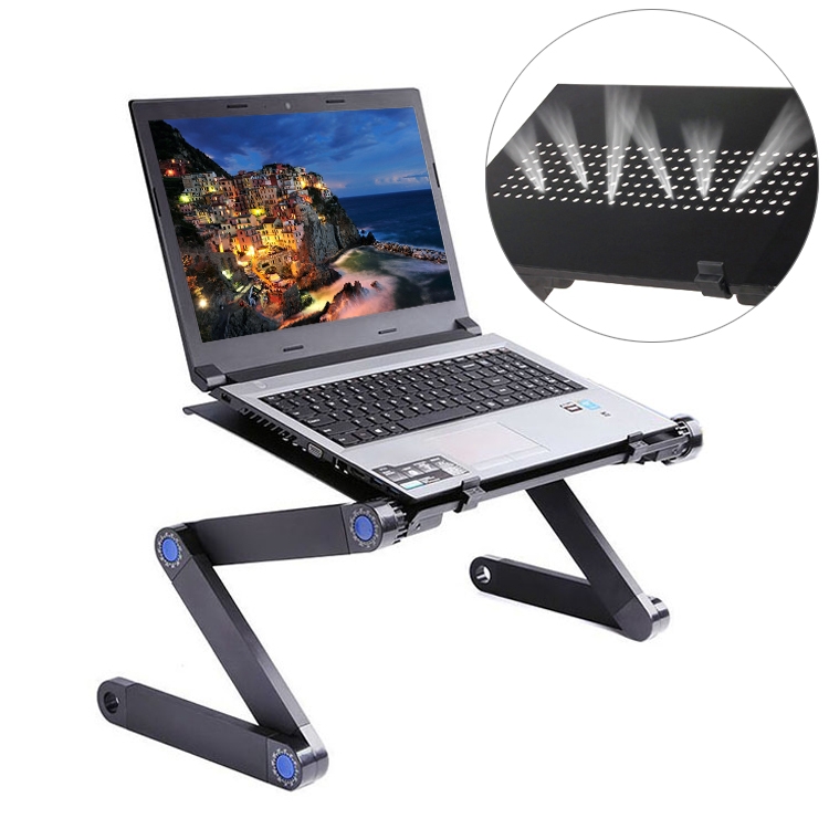 Portable 360 Degree Adjustable Foldable Aluminum Alloy Desk Stand for Laptop / Notebook, without CPU Fans & Mouse Pad (Black)  |  Laptop Stands Computer Accessories Laptop Stands