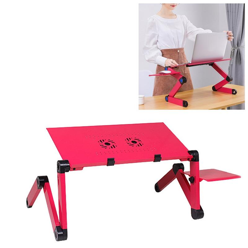 Portable 360 Degree Adjustable Foldable Aluminum Alloy Desk Stand with Double CPU Fans & Mouse Pad for Laptop / Notebook, Desk Size: 420mm x 260mm (Red) – 420 x 260mm  |  Laptop Stands Computer Accessories Laptop Stands